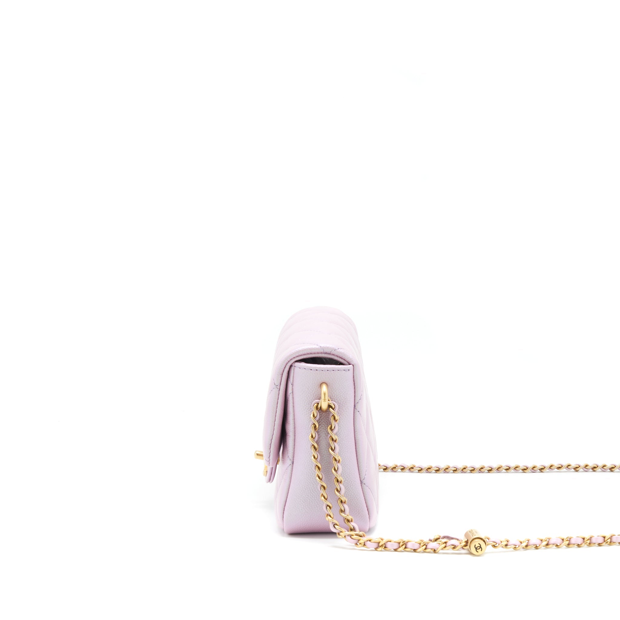 CHANEL 21K MY PERFECT MINI FLAP BAG CAVIAR PINK GHW (MICROCHIP)
