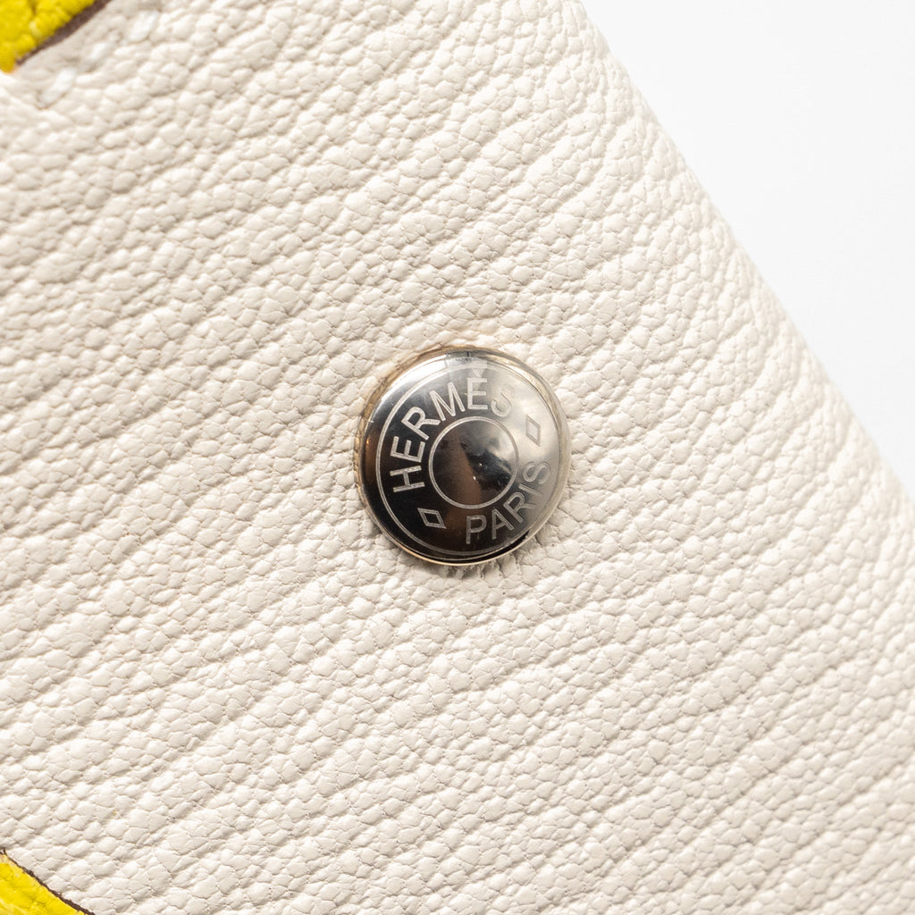 HERMES PADDOCK CHANGE PURSE CHEVRE MYSORE NATA/JAUNE CITRON SHW