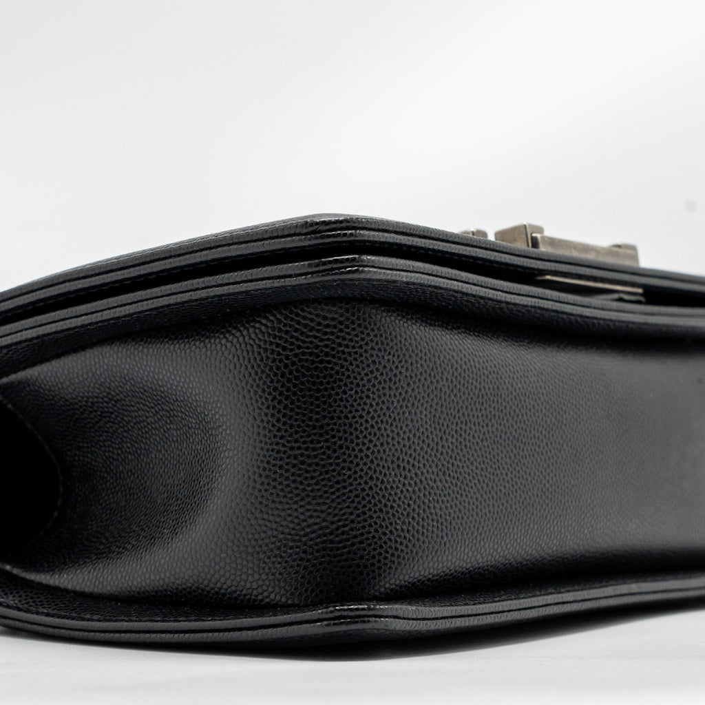 CHANEL SMALL BOY BAG CAVIAR BLACK SHW (MICROCHIP)