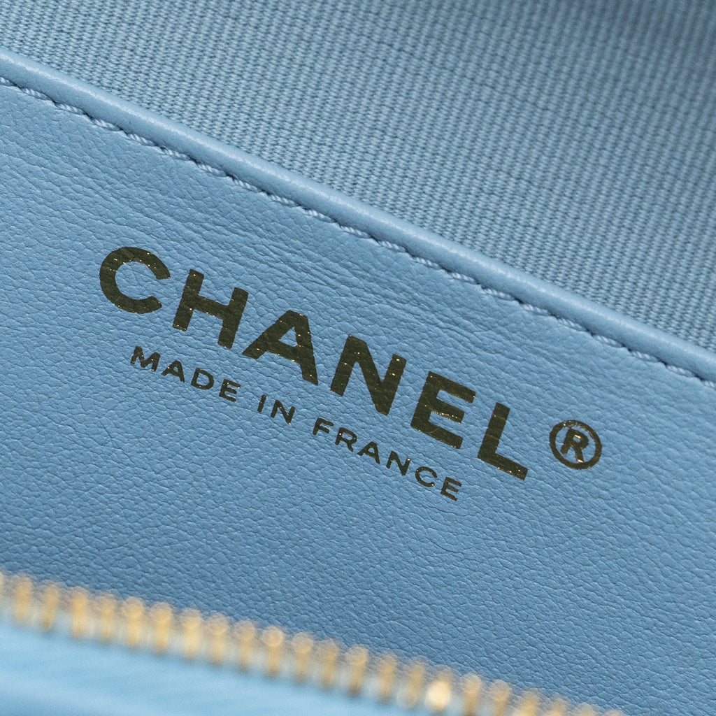 CHANEL HEART BAG LAMBSKIN LIGHT BLUE LGHW (MICROCHIP)