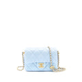 CHANEL 21K MY PERFECT MINI FLAP BAG CAVIAR IRIDESCENT LIGHT BLUE GHW (MICROCHIP)