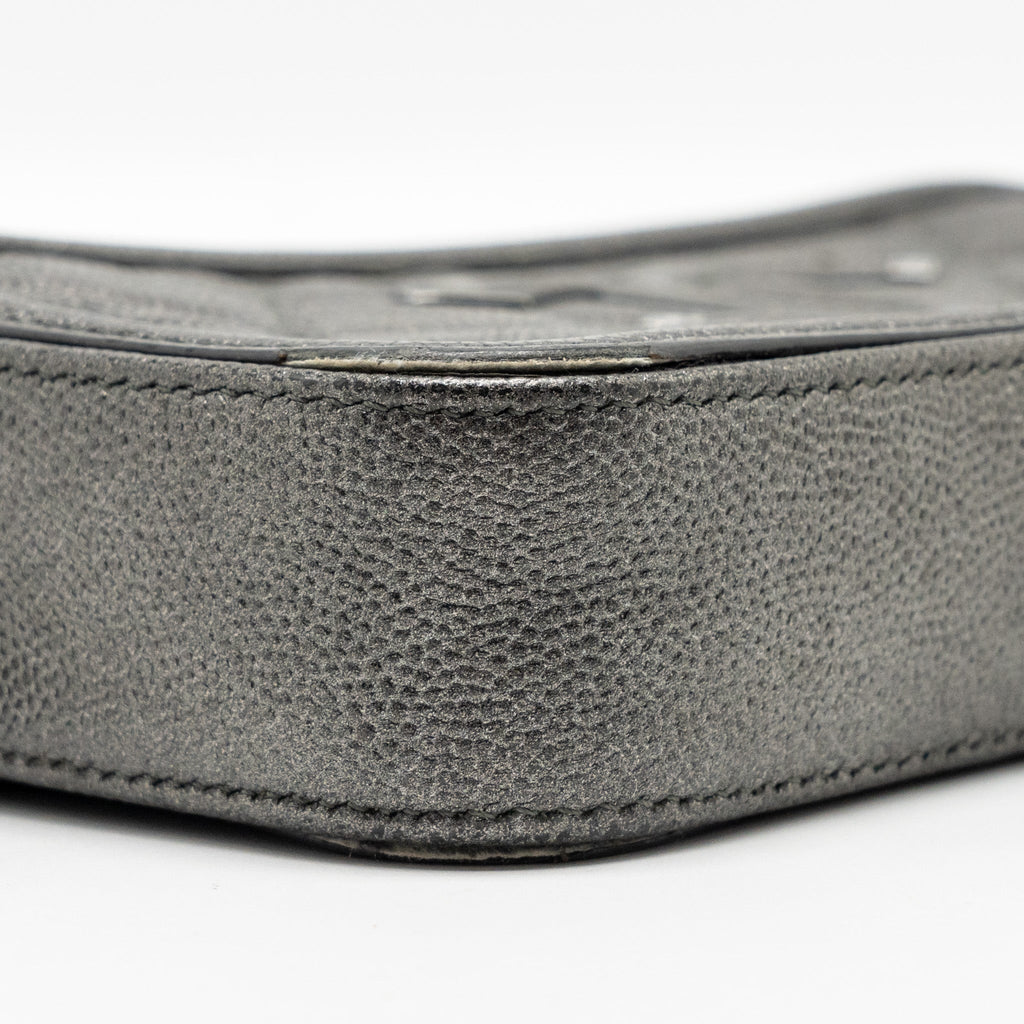 CHANEL CC FILIGREE DOUBLE ZIP CLUTCH WITH CHAIN CAVIAR GREY SHW