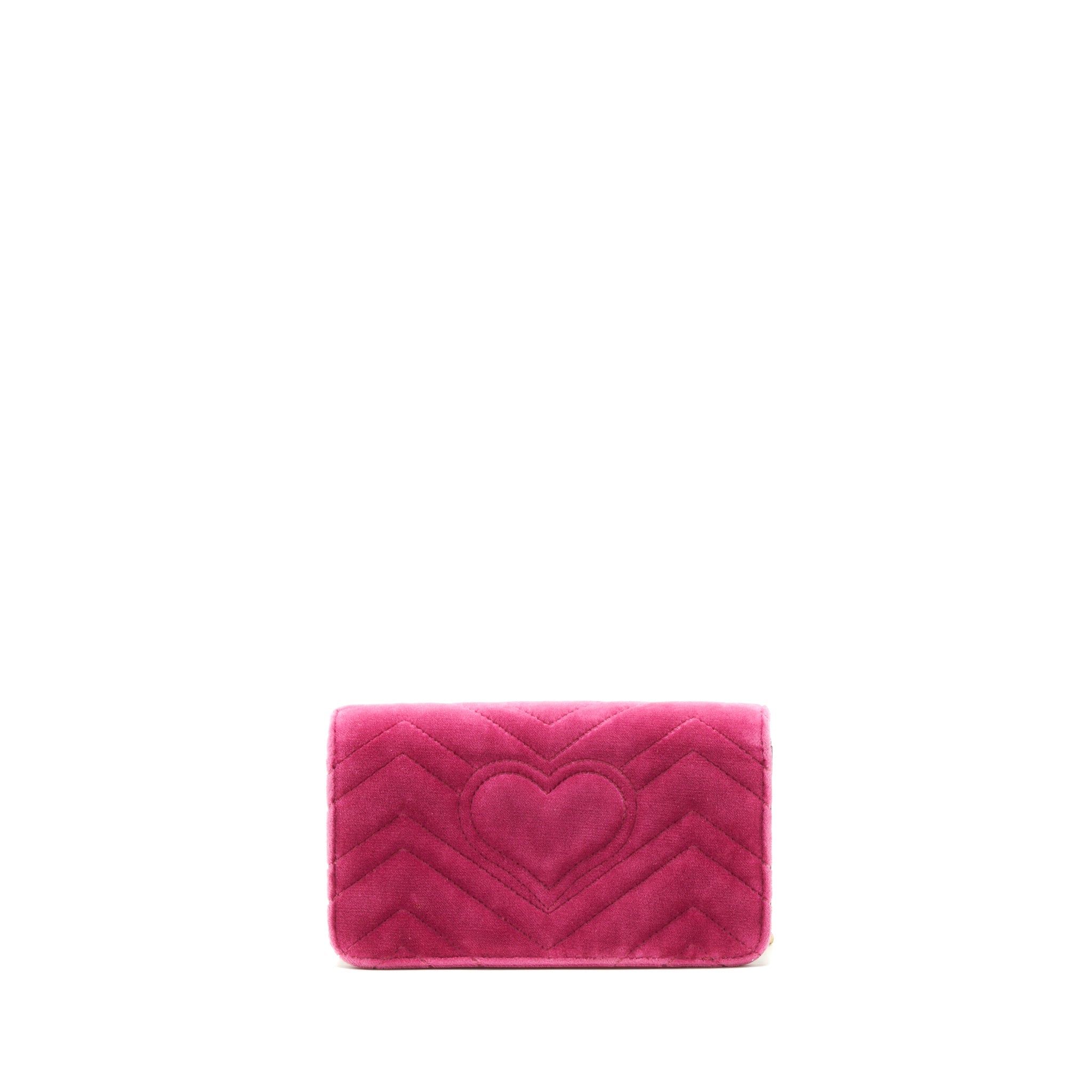 GUCCI VELVET WALLET WITH CHAIN PINK GHW LIMITED EDITION