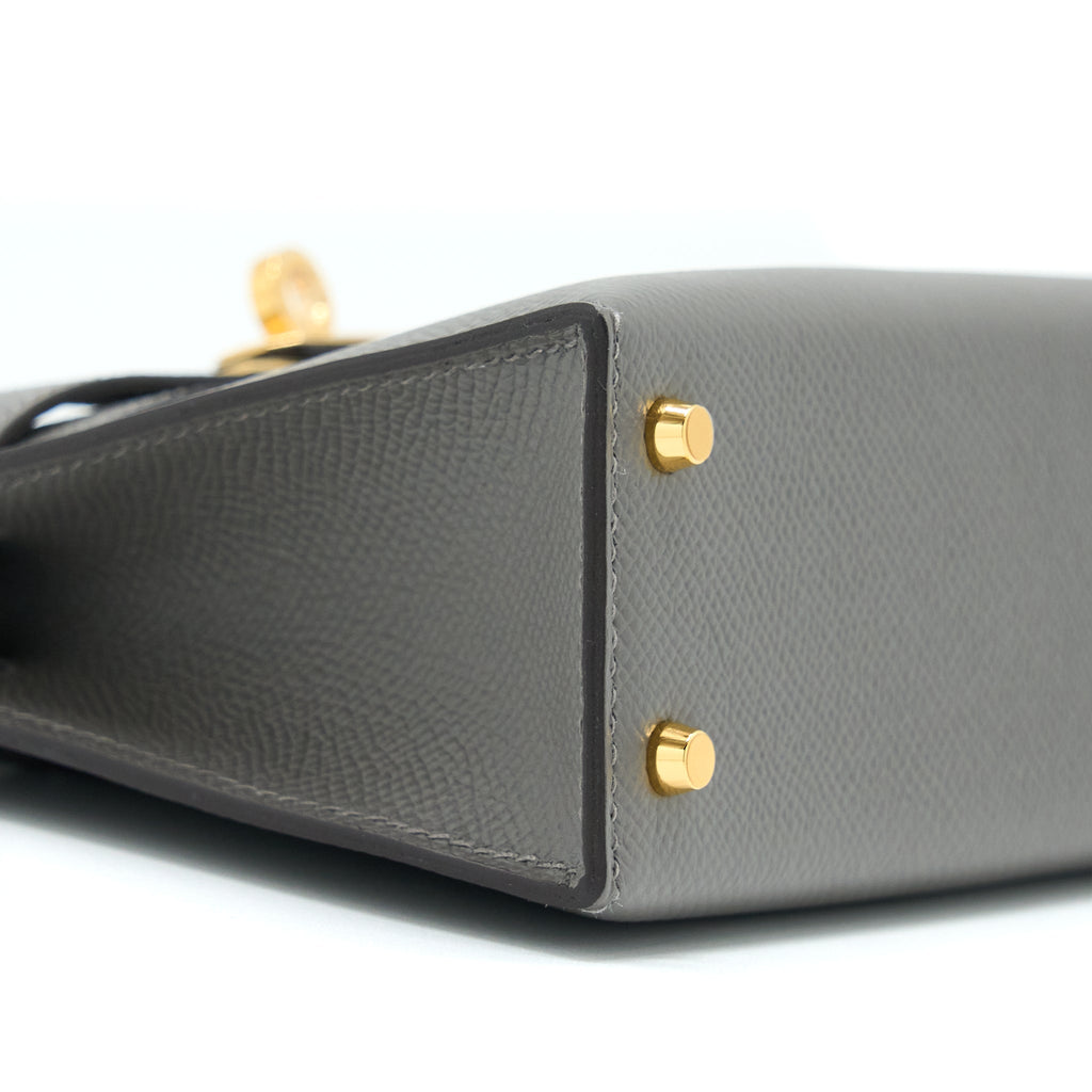 HERMES MINI KELLY EPSOM 0L GRIS MEYER GHW