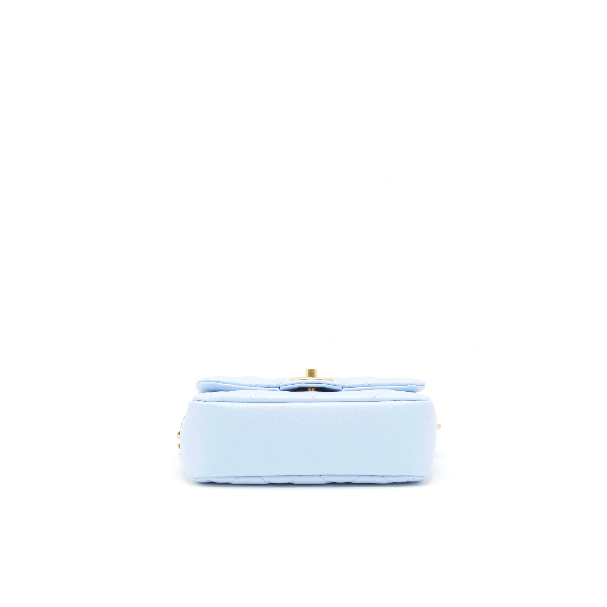 CHANEL 21K MY PERFECT MINI FLAP BAG CAVIAR IRIDESCENT LIGHT BLUE GHW (MICROCHIP)