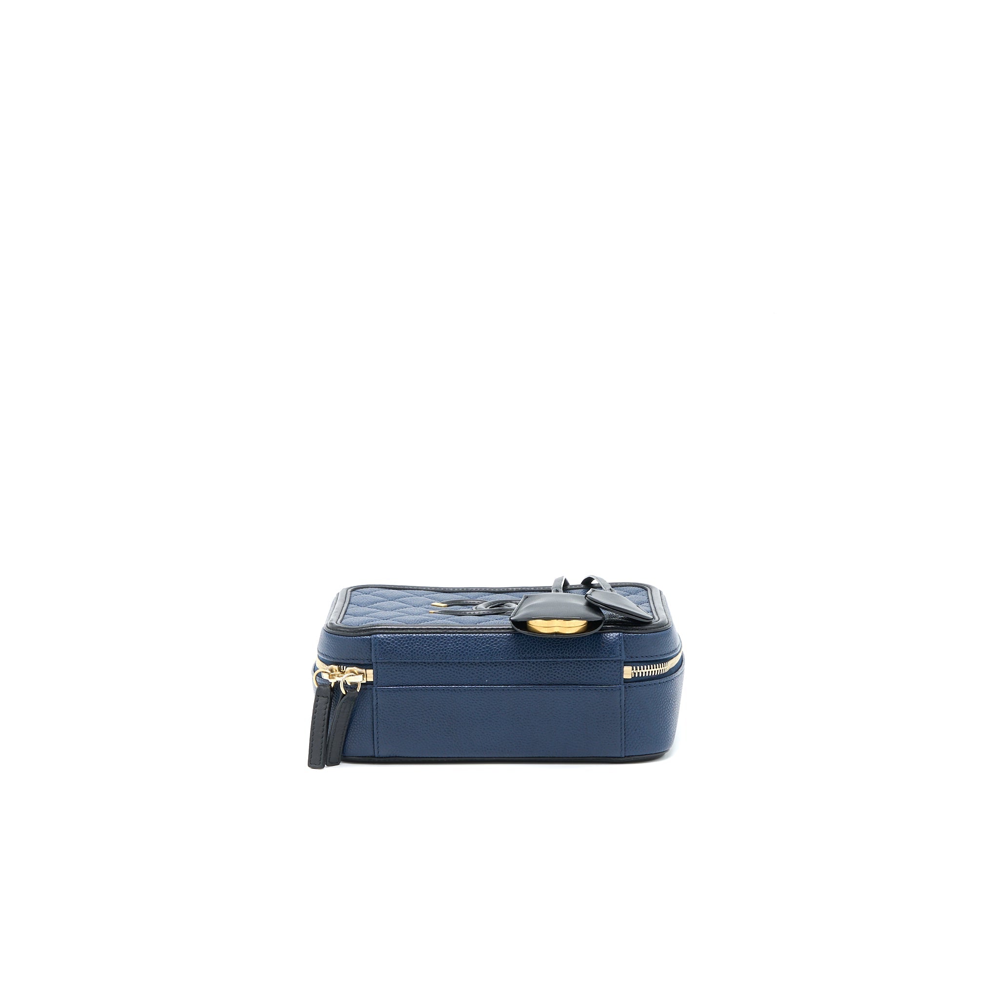 CHANEL MEDIUM FILIGREE VANITY CAMERA BAG CAVIAR BLUE/BLACK GHW