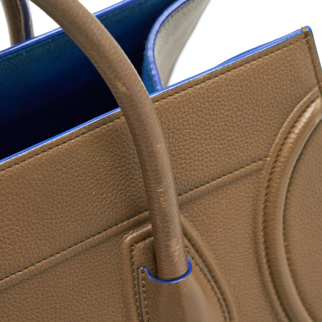 CELINE PHANTOM TOTE BAG DARK BROWN/BLUE SHW