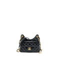 CHANEL 23C SMALL HOBO BAG SHINY CALFSKIN BLACK BRUSHED GHW (MICROCHIP)
