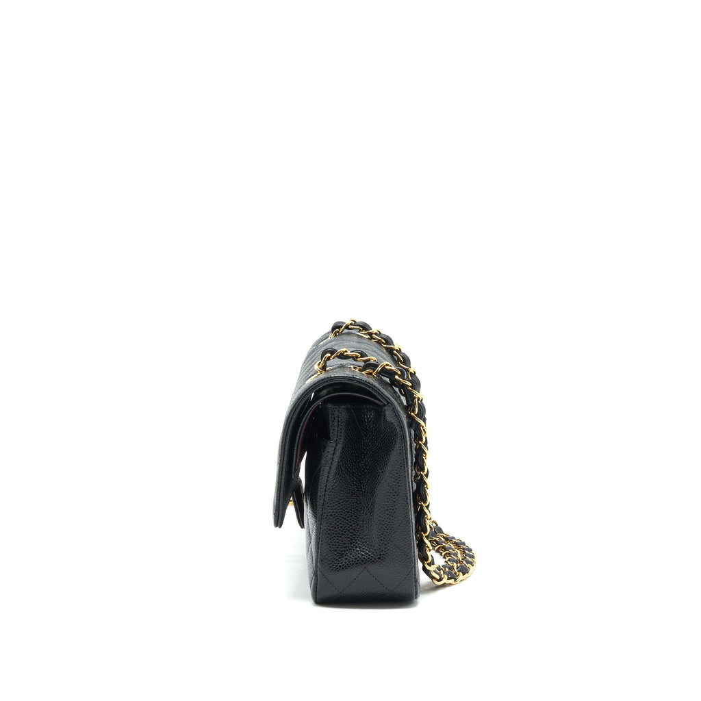CHANEL MEDIUM CLASSIC DOUBLE FLAP 25CM CAVIAR BLACK GHW (MICROCHIP)