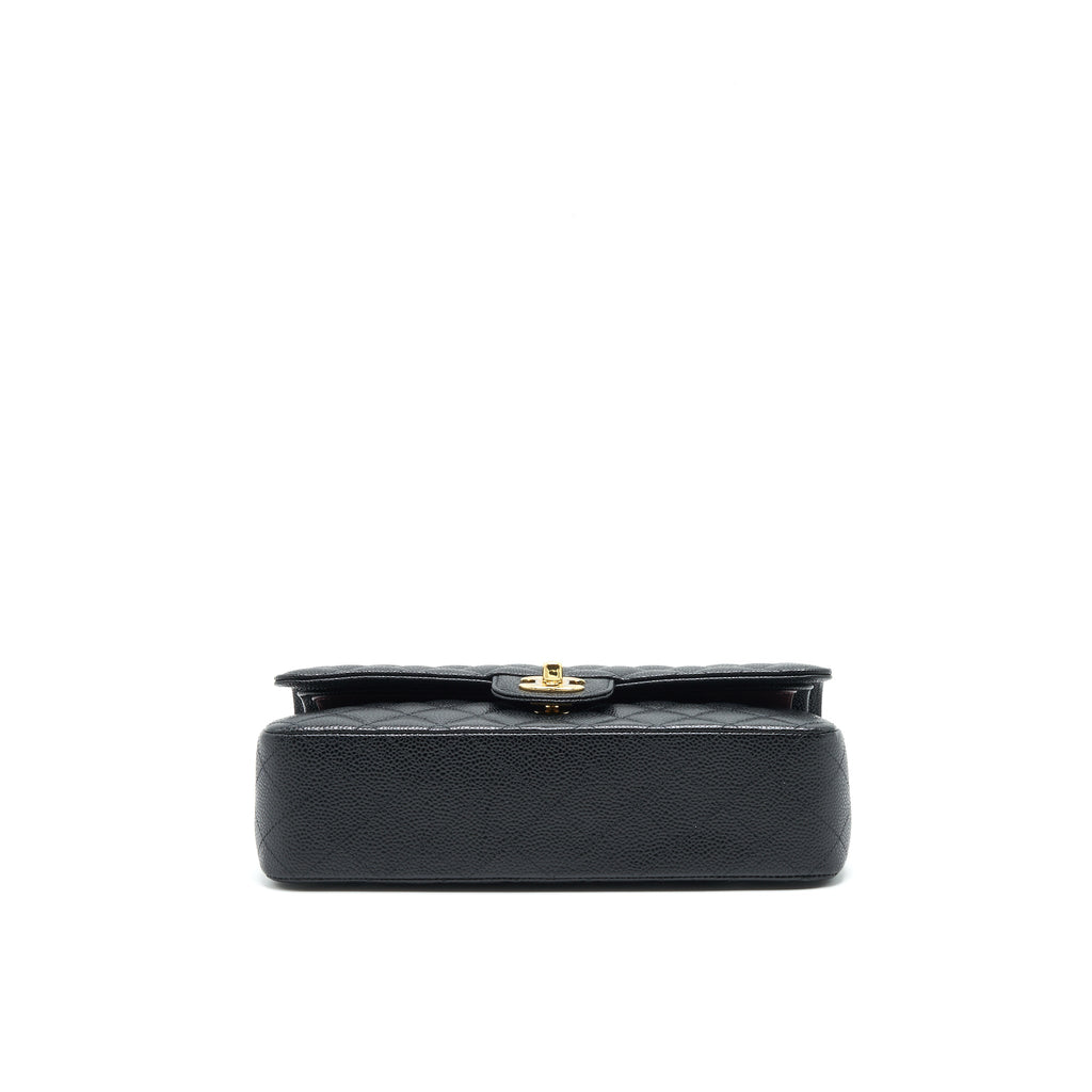 CHANEL MEDIUM CLASSIC DOUBLE FLAP 25CM CAVIAR BLACK GHW (MICROCHIP)
