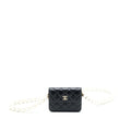 CHANEL MINI FLAP BAG WITH GIANT PEARL CHAIN LAMBSKIN BLACK LGHW