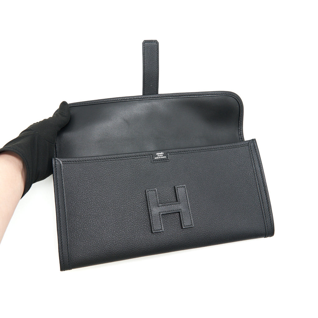 HERMES JIGE CLUTCH IN BLACK