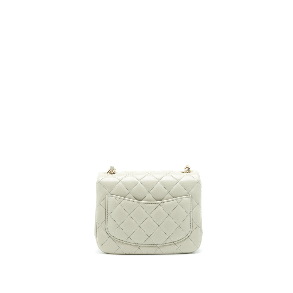 CHANEL 22C MINI SQUARE FLAP BAG LAMBSKIN LIGHT GREY LGHW