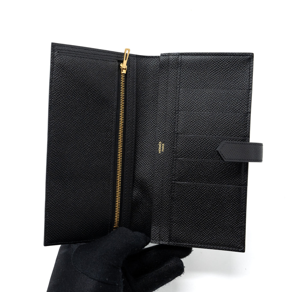 HERMES BEARN LONG WALLET EPSOM BLACK GHW