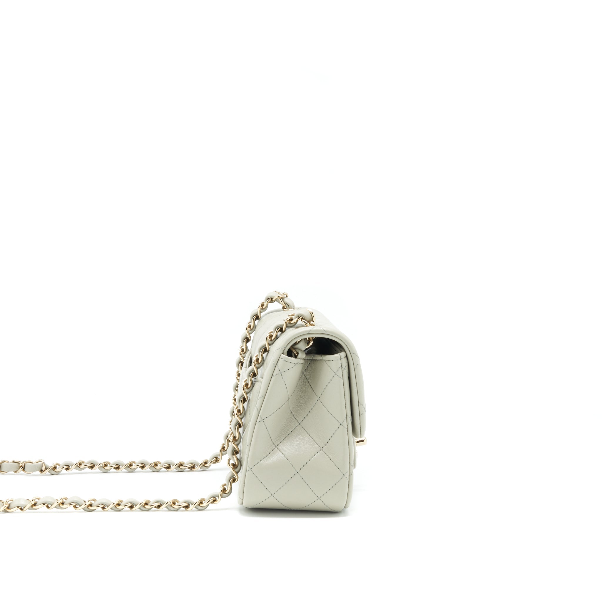 CHANEL 22C MINI SQUARE FLAP BAG LAMBSKIN LIGHT GREY LGHW