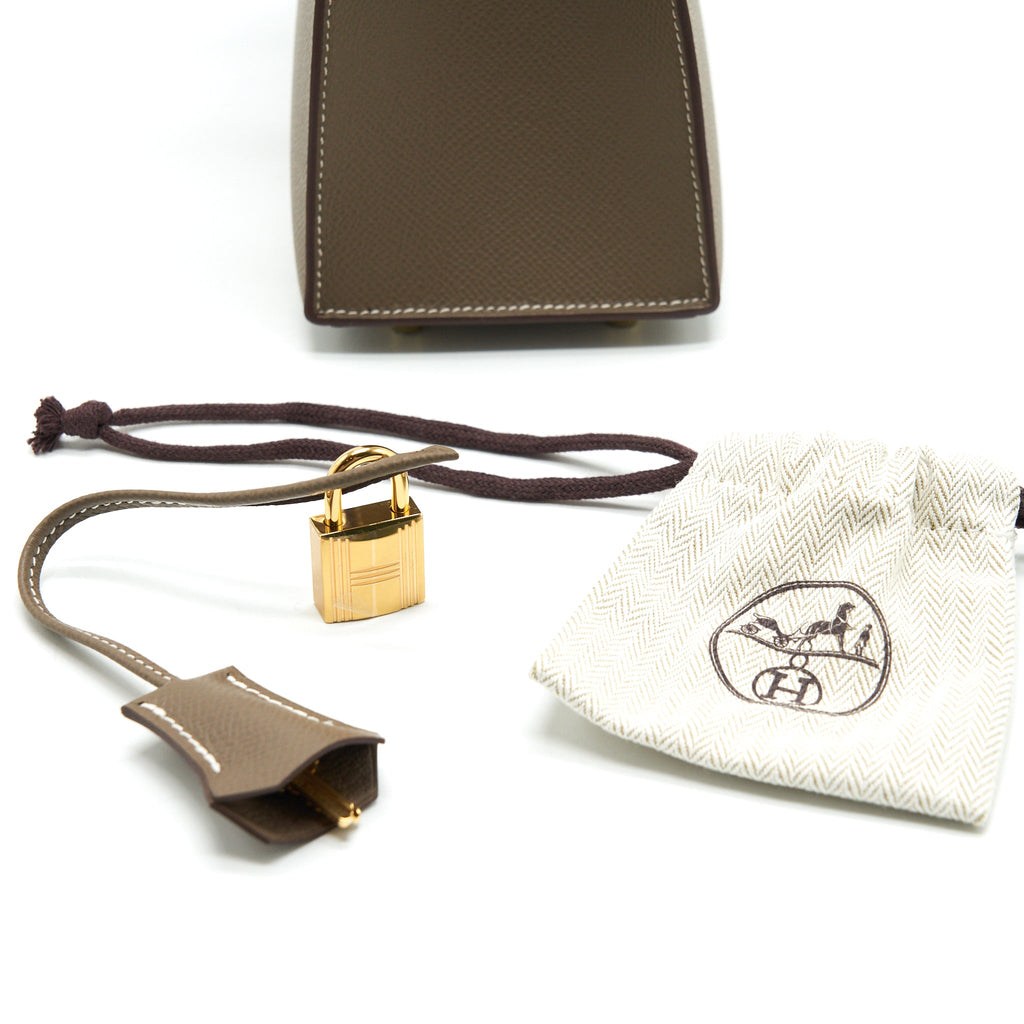 HERMES KELLY 25 SELLIER ETOUPE GHW
