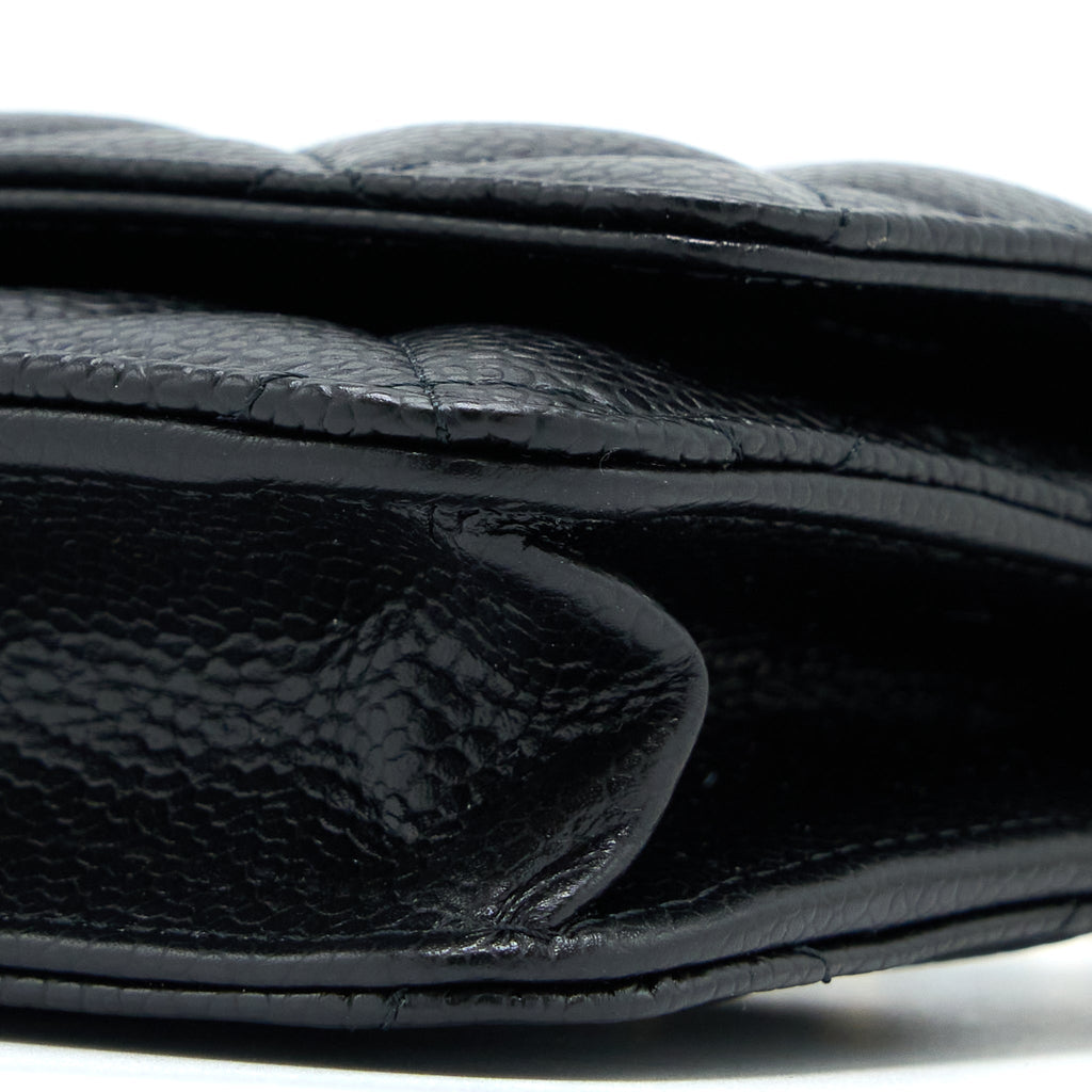CHANEL CLASSIC WALLET ON CHAIN CAVIAR BLACK GHW(MICROCHIP)
