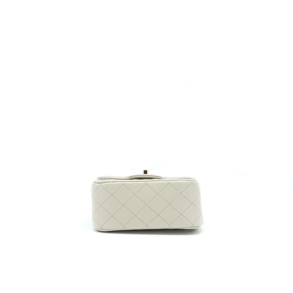CHANEL 22C MINI SQUARE FLAP BAG LAMBSKIN LIGHT GREY LGHW