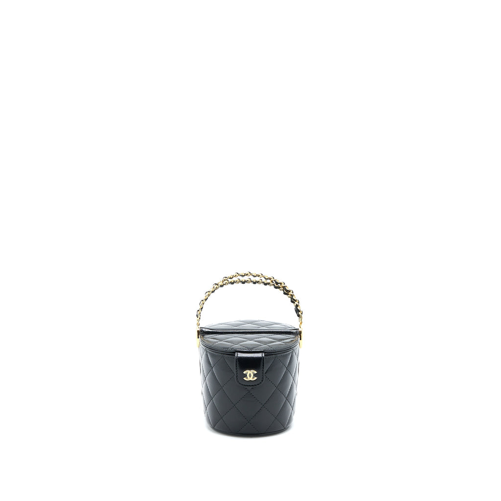 CHANEL 23C FLAP BUCKET BAG LAMBSKIN BLACK GHW (MICROCHIP)