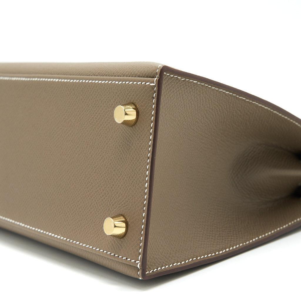 HERMES KELLY 25 SELLIER ETOUPE GHW