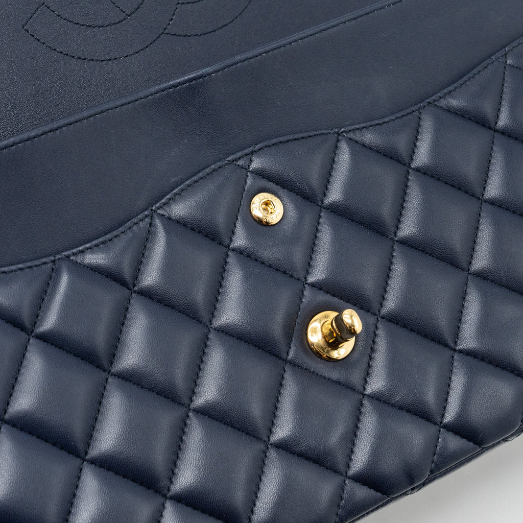 CHANEL JUMBO CLASSIC DOUBLE FLAP LAMBSKIN NAVY GHW