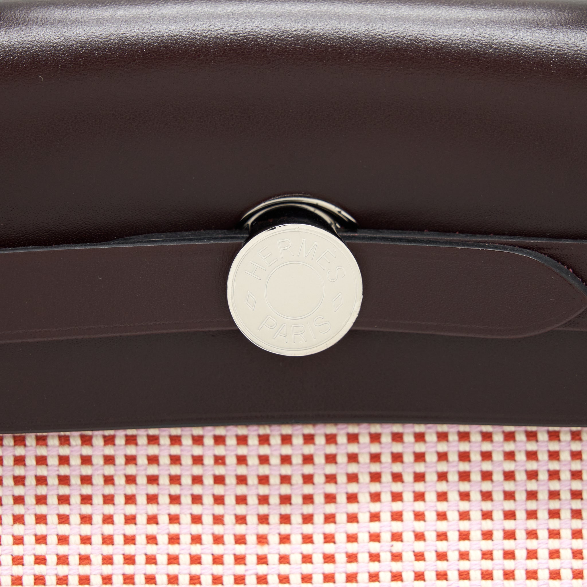 HERMES HERBAG ZIP 31 TOILE AND LEATHER ECRU-BRIQUE-MAUVE PINK/ ROUGE SELLIER SHW