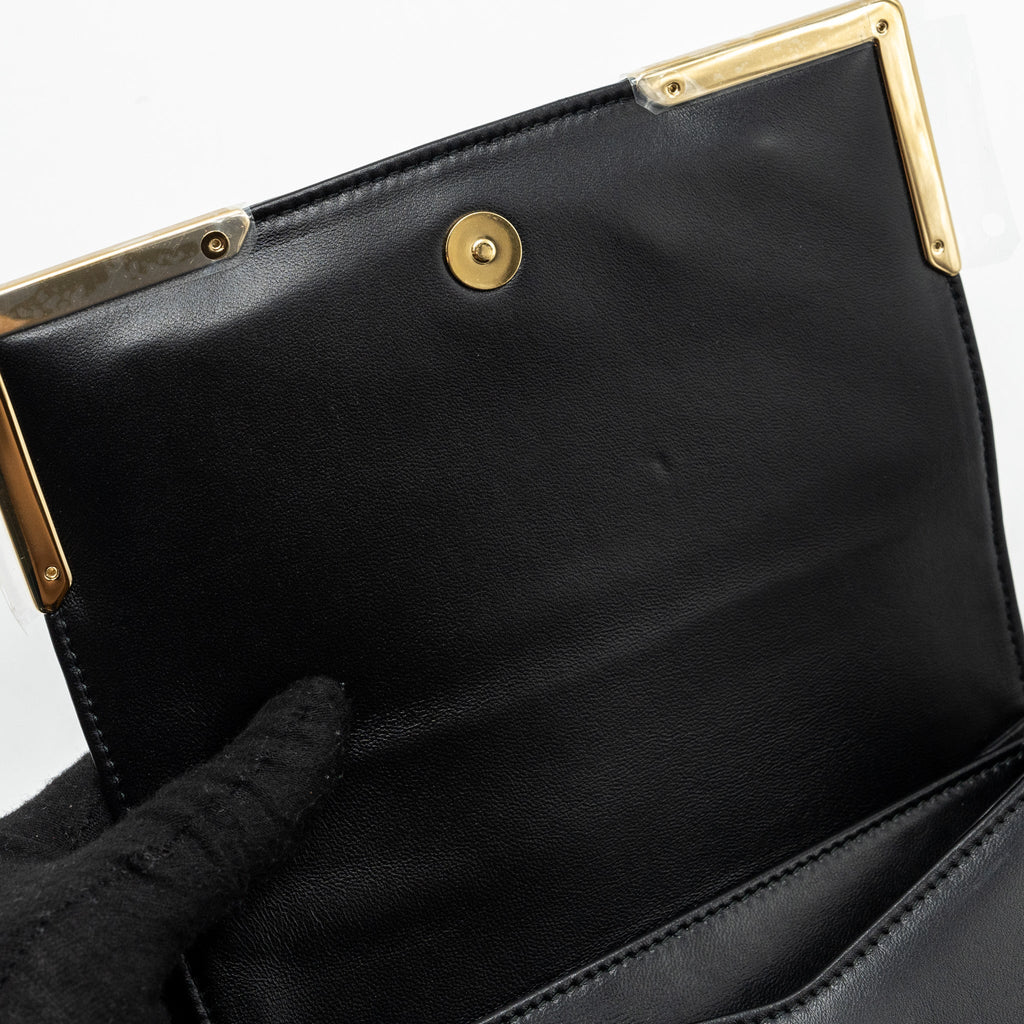 PRADA SHOULDER BAG QUILTED NAPPA LEATHER BLACK GHW