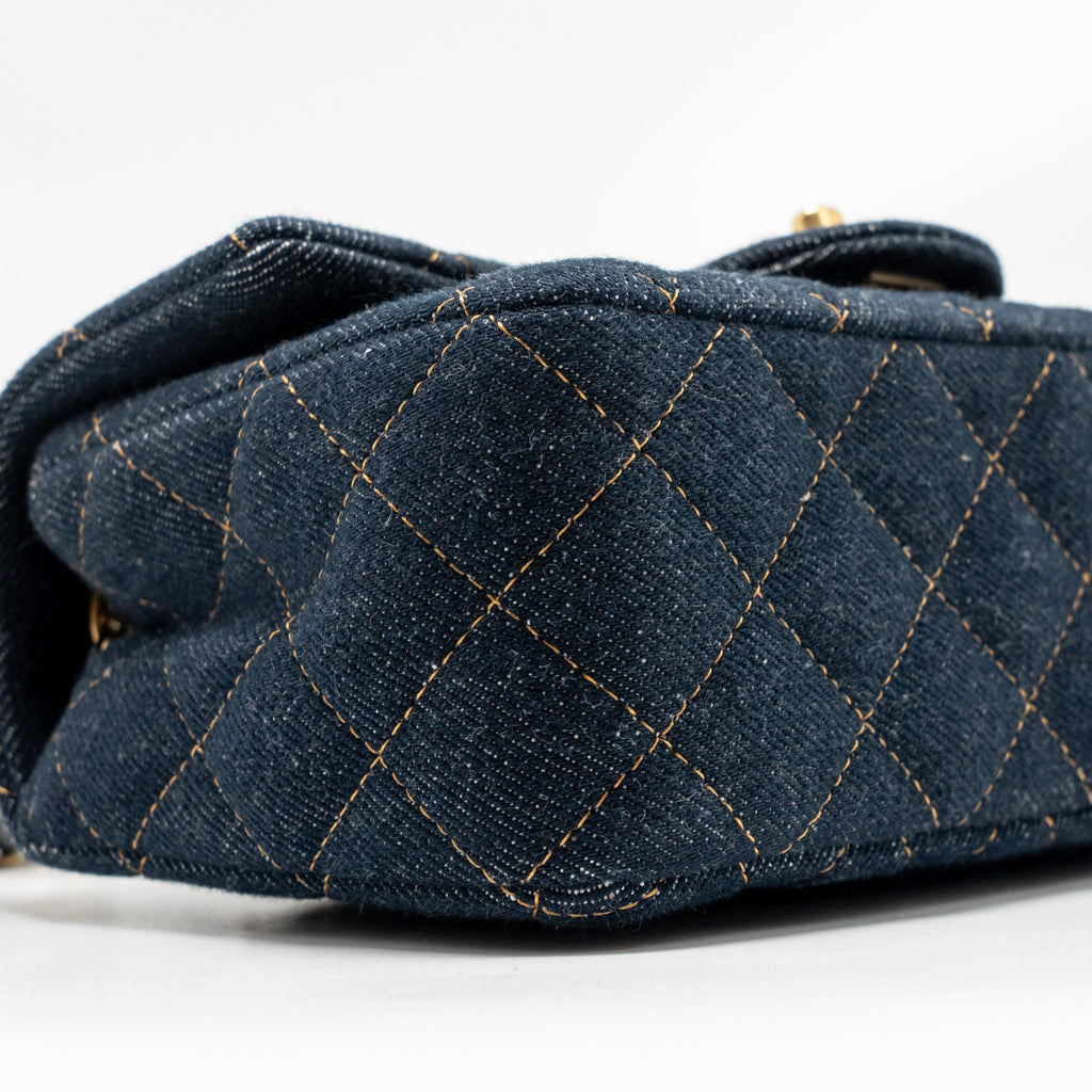 CHANEL MINI RECTANGULAR FLAP BAG DENIM DARK BLUE GHW (MICROCHIP)
