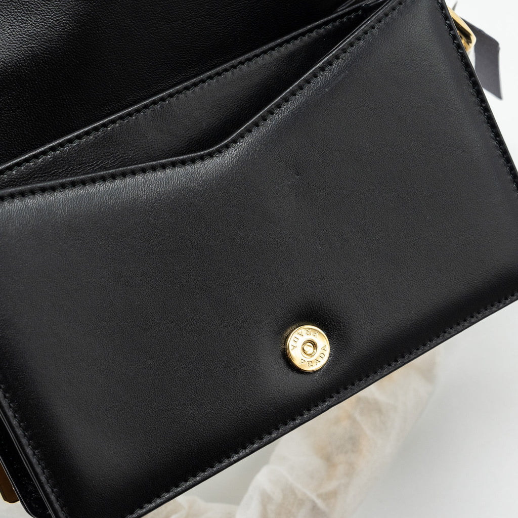 PRADA SHOULDER BAG QUILTED NAPPA LEATHER BLACK GHW
