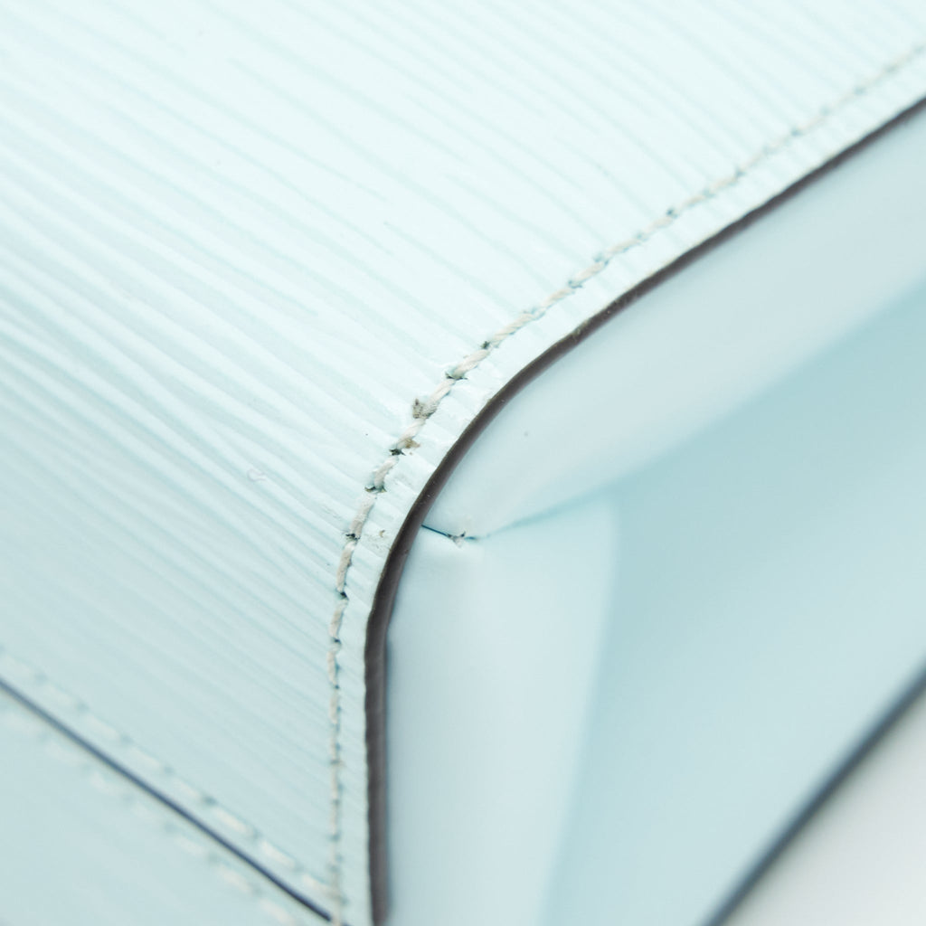 LOUIS VUITTON TOP HANDLE FLAP BAG EPI LIGHT BLUE SHW