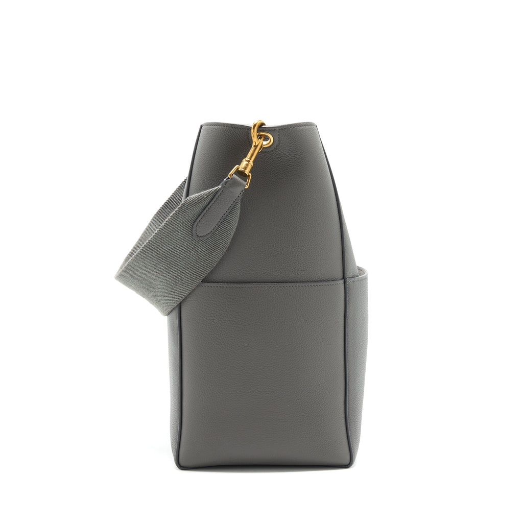 CELINE SANGLE BUCKET BAG GREY GHW