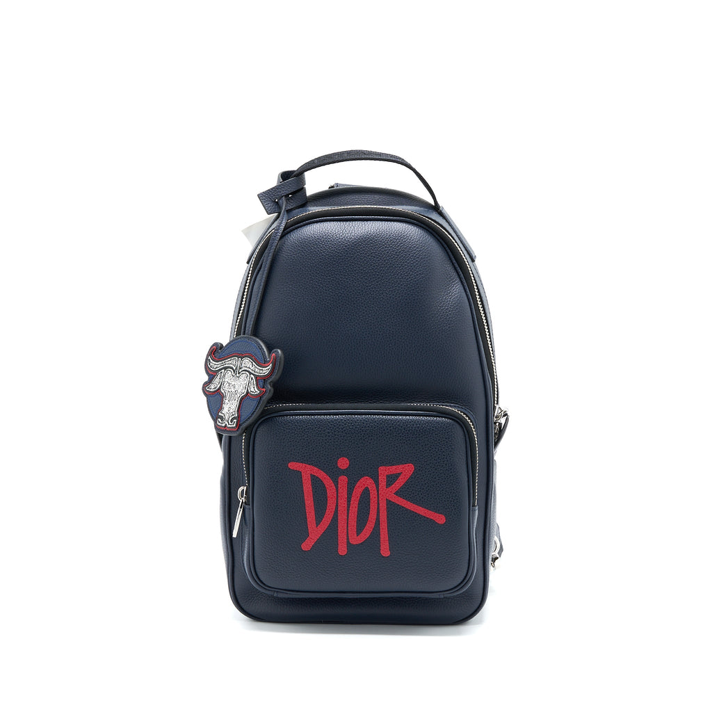 DIOR X STUSSY YEAR OF THE OX SLING BAG CALFSKIN NAVY MULTICOLOUR SHW