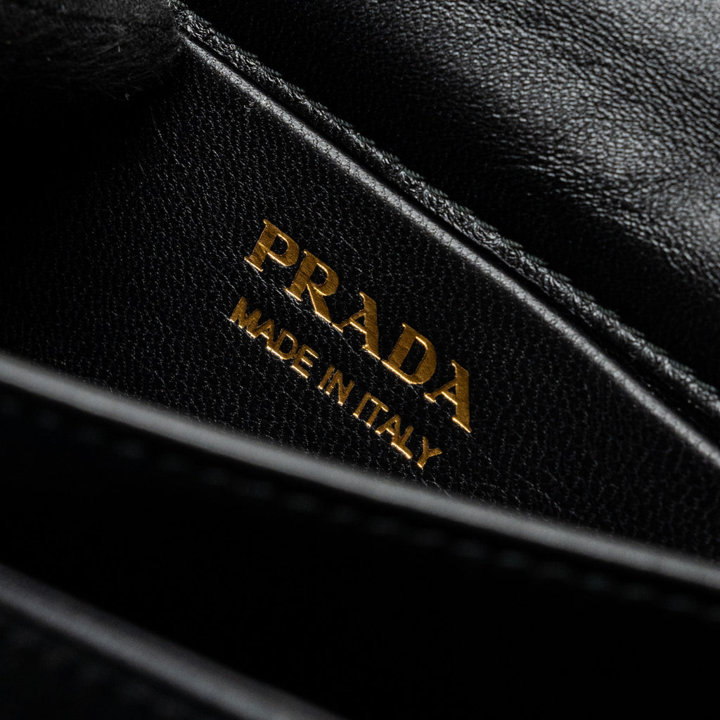 PRADA SHOULDER BAG QUILTED NAPPA LEATHER BLACK GHW