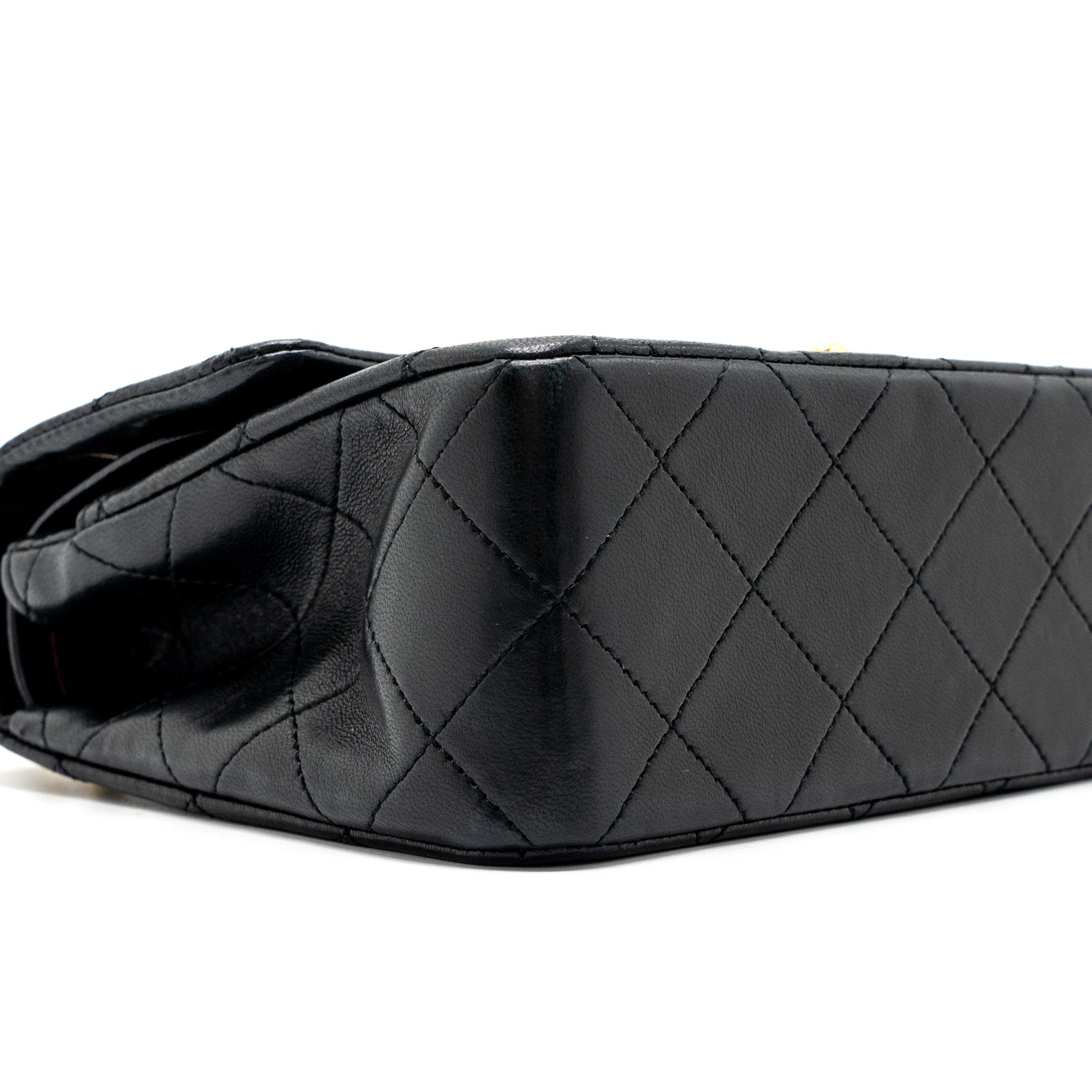 CHANEL VINTAGE SMALL CLASSIC DOUBLE FLAP BAG LAMBSKIN BLACK GHW