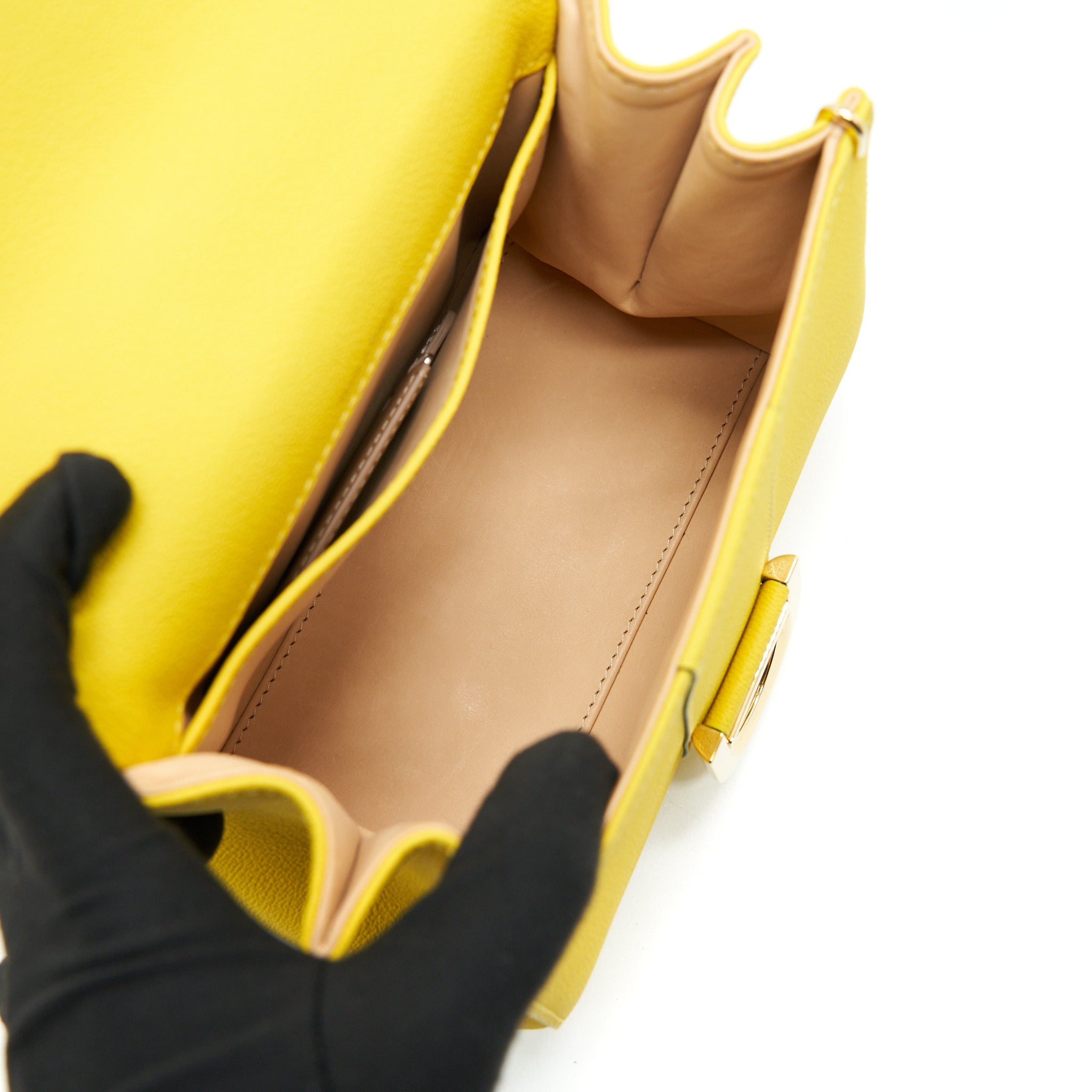 DELVAUX MINI BRILLIANT BAG IN YELLOW WITH RGHW