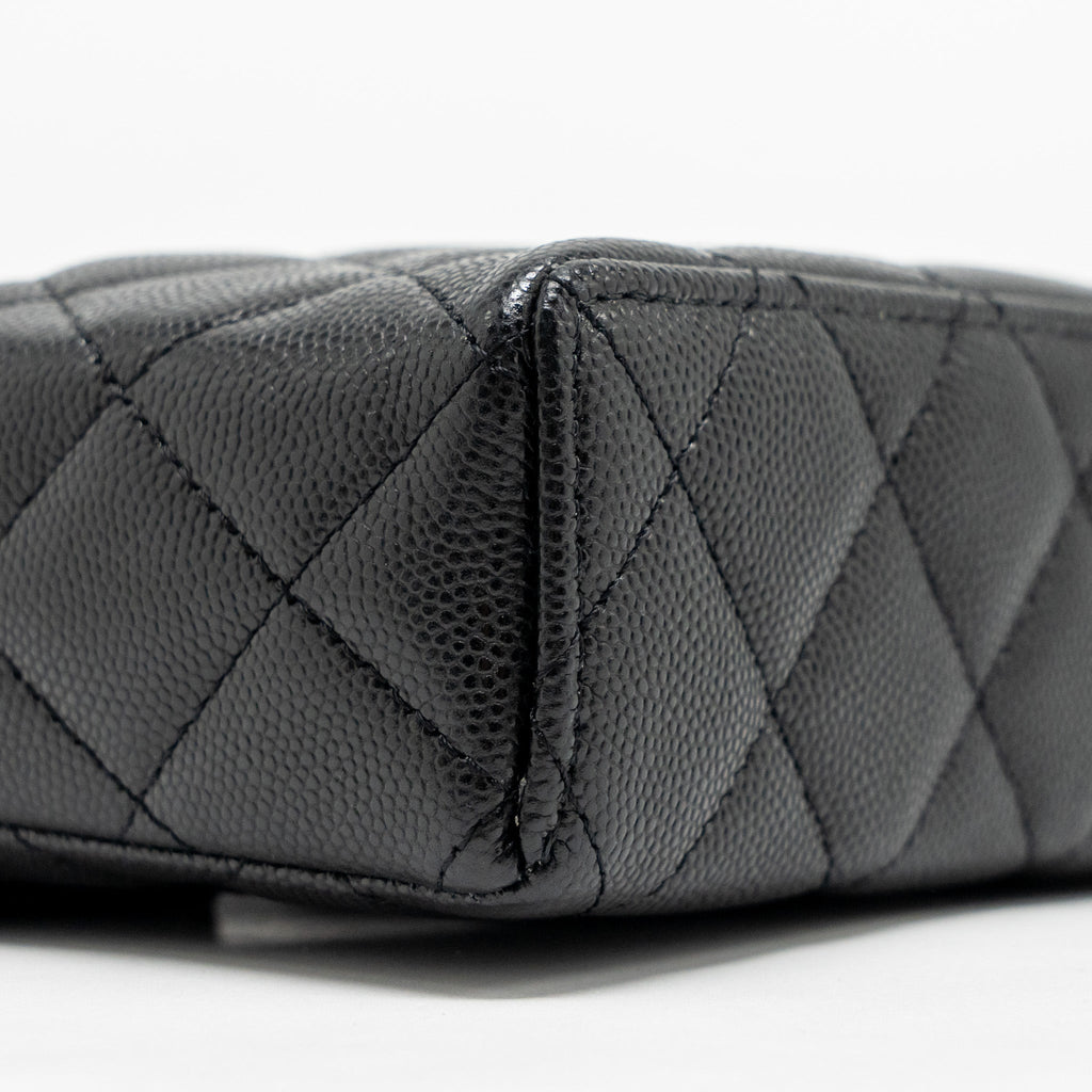 CHANEL TOP HANDLE VANITY BAG WITH CHAIN CAVIAR BLACK GHW (MICROCHIP)