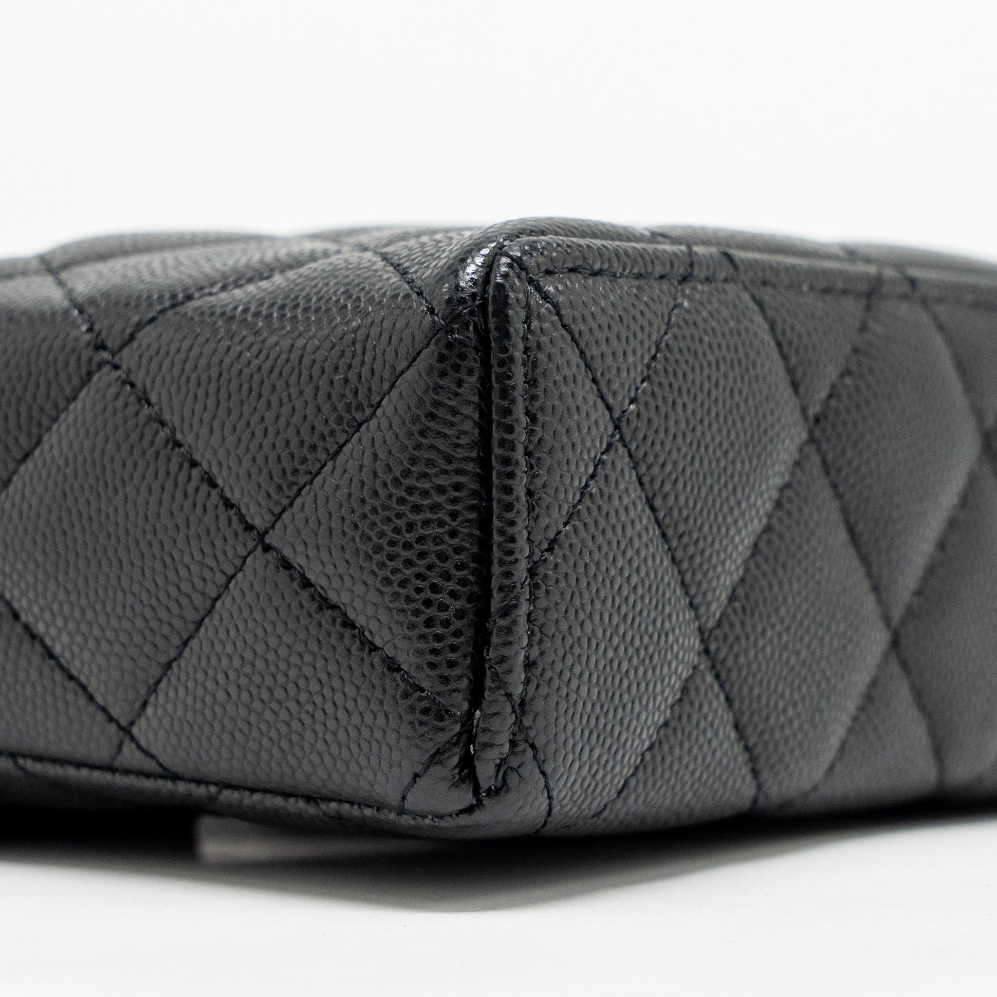 CHANEL TOP HANDLE VANITY BAG WITH CHAIN CAVIAR BLACK GHW (MICROCHIP)
