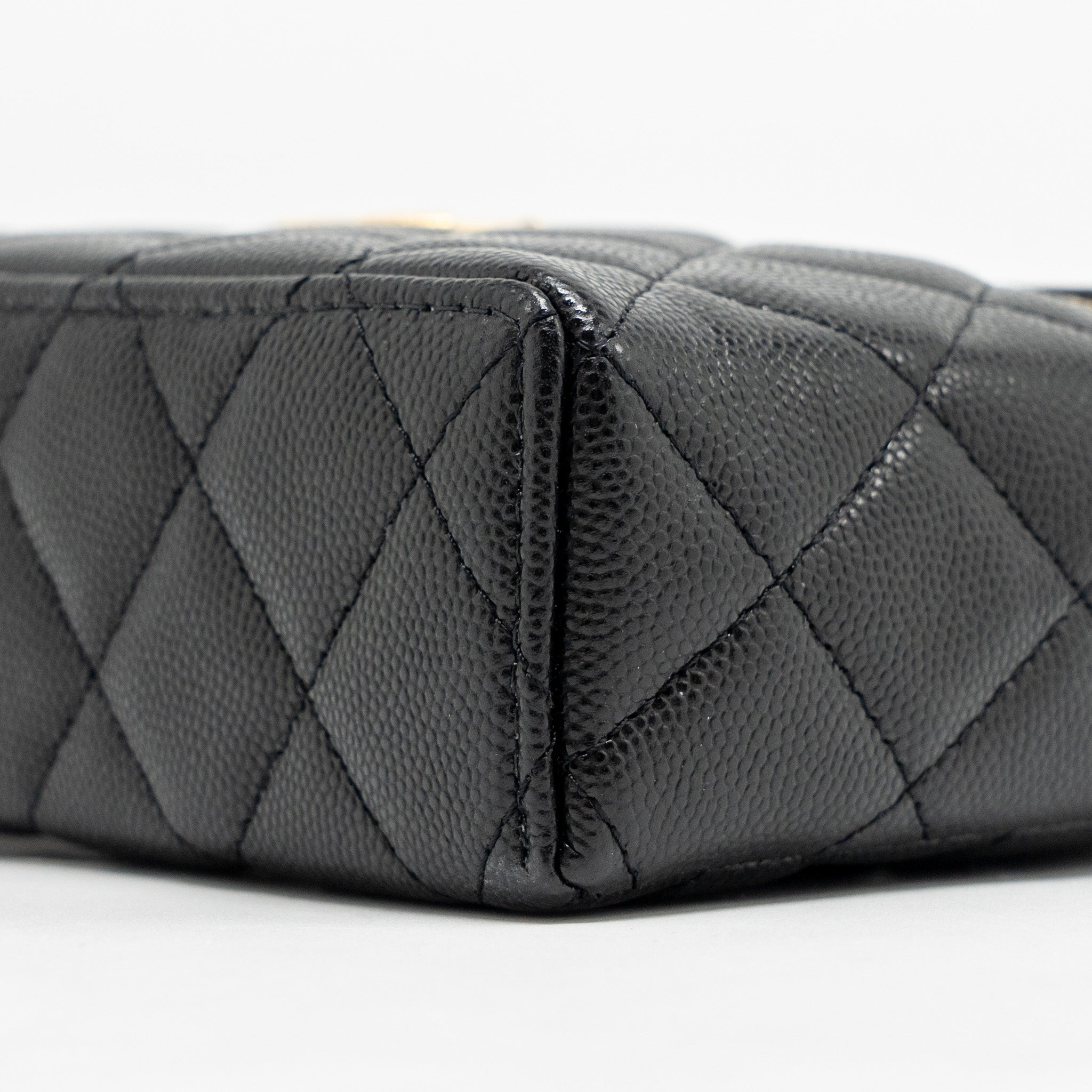 CHANEL TOP HANDLE VANITY BAG WITH CHAIN CAVIAR BLACK GHW (MICROCHIP)