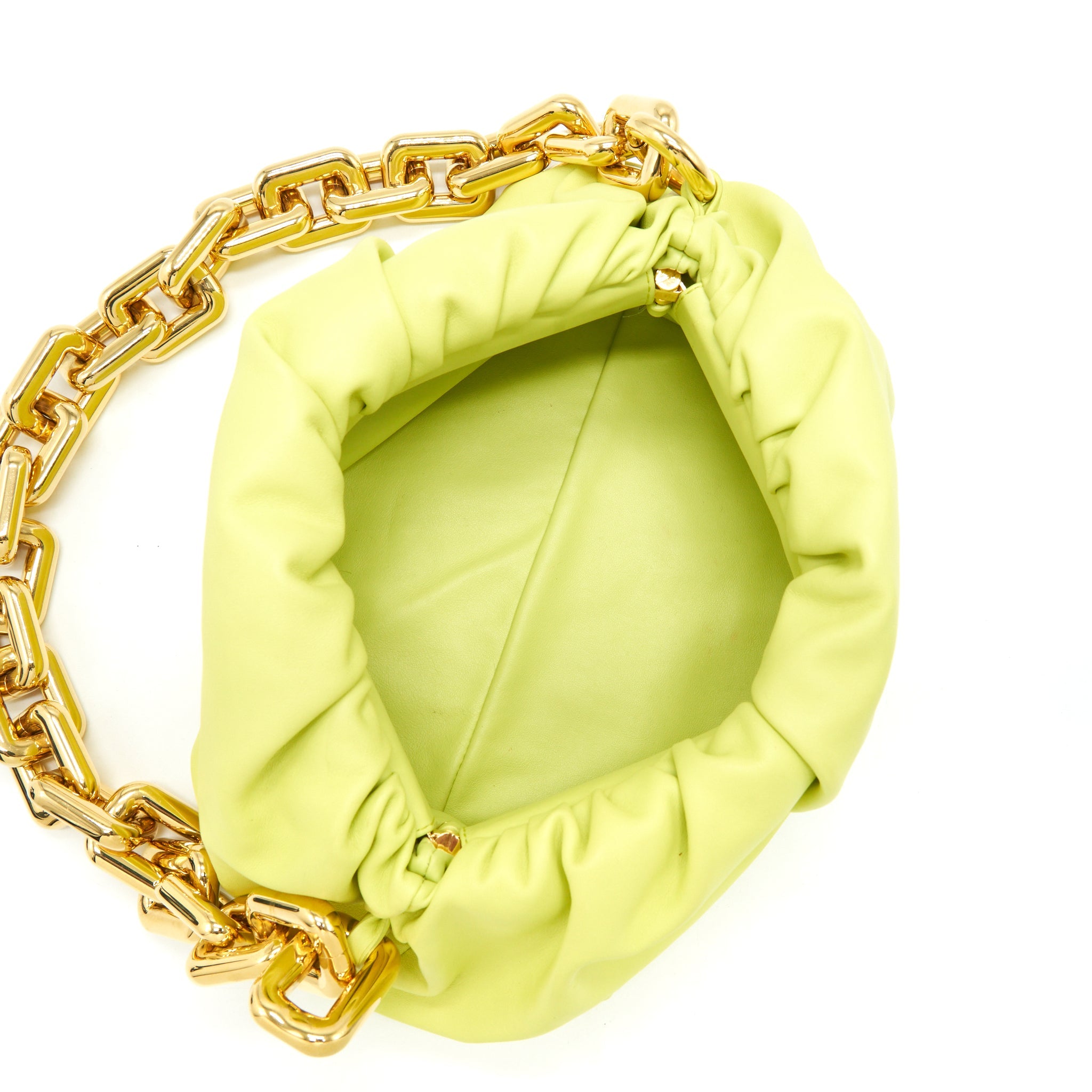 BOTTEGA VENETA CHAIN POUCH CALFSKIN LIGHT GREEN GHW