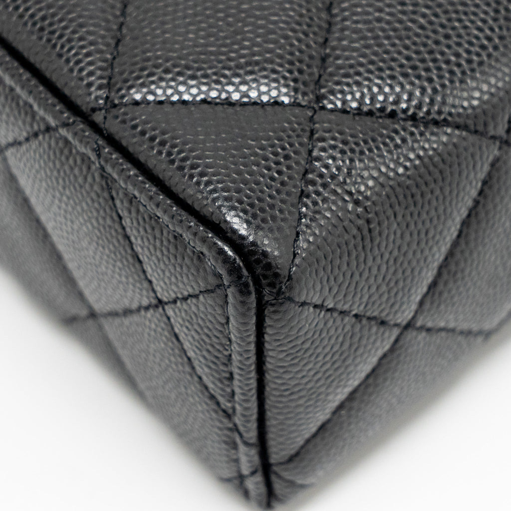CHANEL TOP HANDLE VANITY BAG WITH CHAIN CAVIAR BLACK GHW (MICROCHIP)