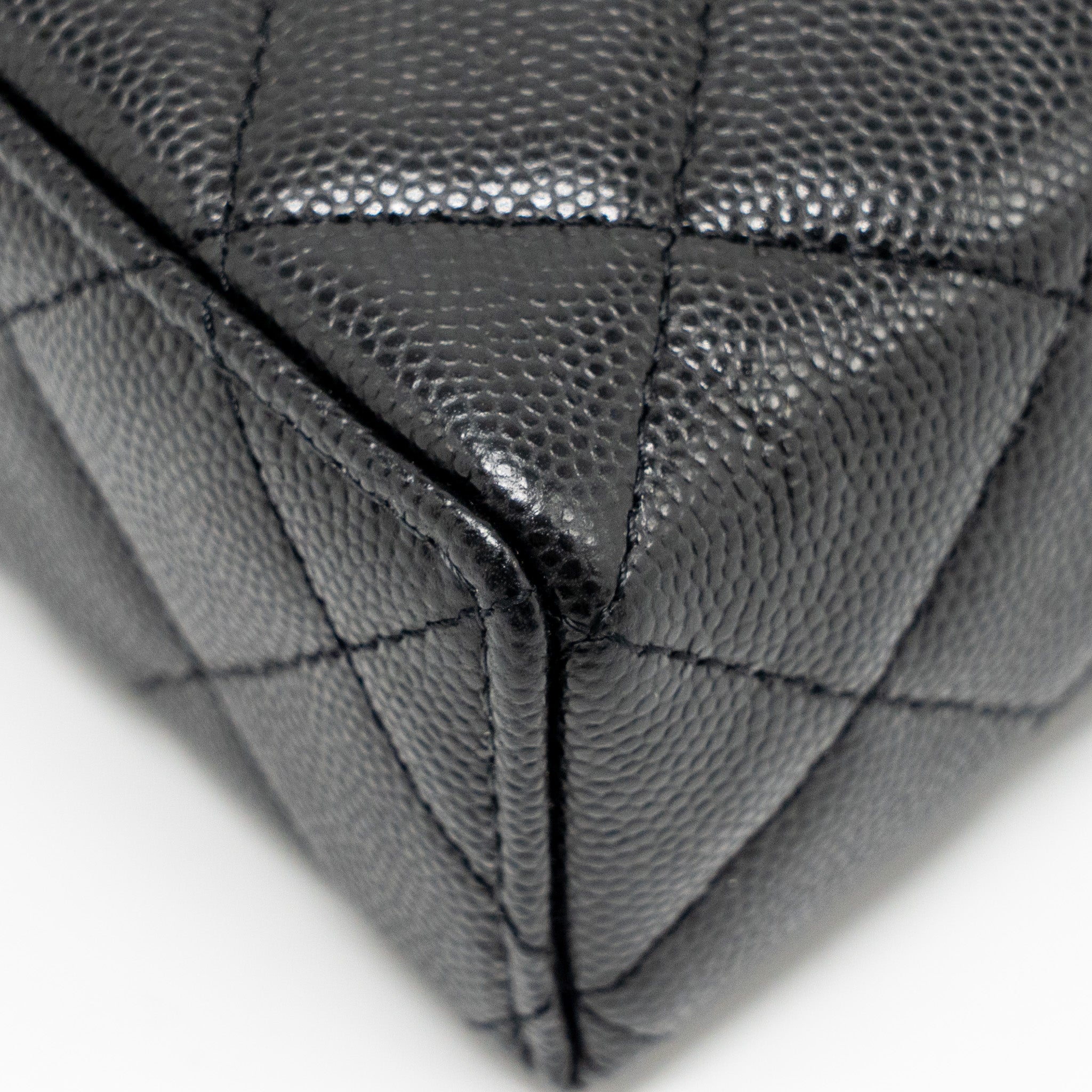 CHANEL TOP HANDLE VANITY BAG WITH CHAIN CAVIAR BLACK GHW (MICROCHIP)