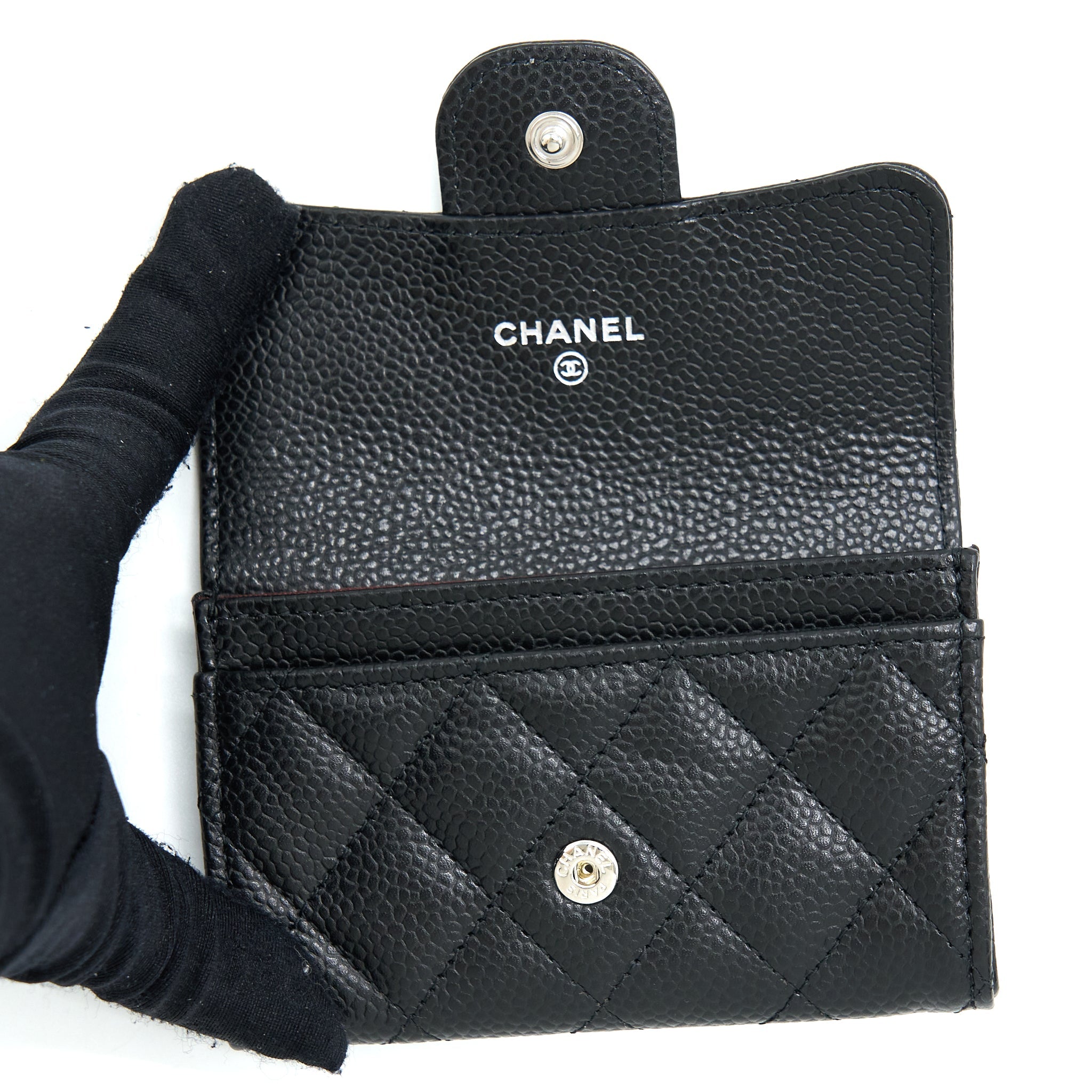 CHANEL CLASSIC FLAP CARD HOLDER CAVIAR BLACK SHW