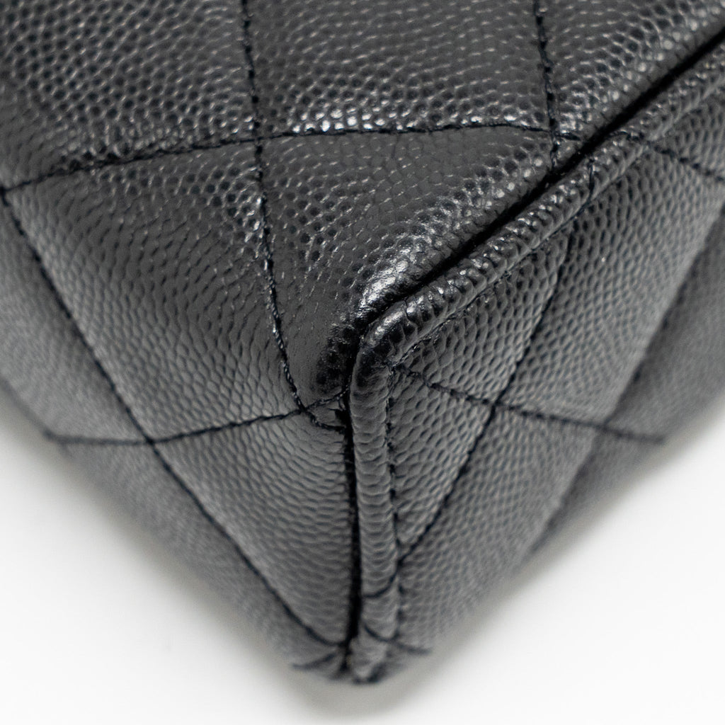 CHANEL TOP HANDLE VANITY BAG WITH CHAIN CAVIAR BLACK GHW (MICROCHIP)