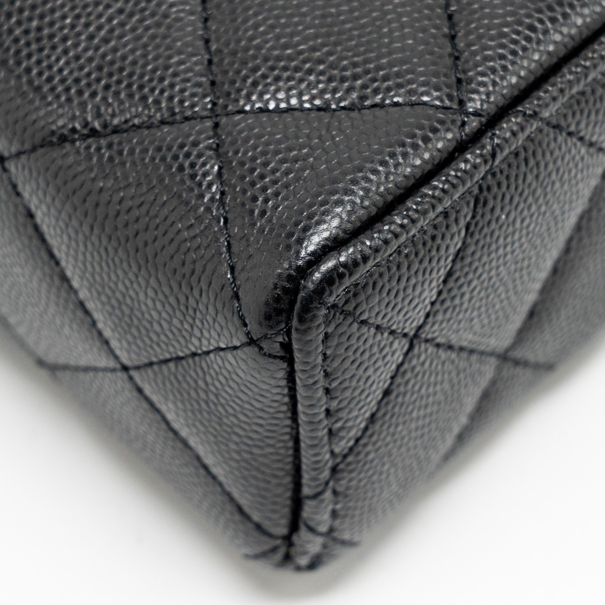CHANEL TOP HANDLE VANITY BAG WITH CHAIN CAVIAR BLACK GHW (MICROCHIP)