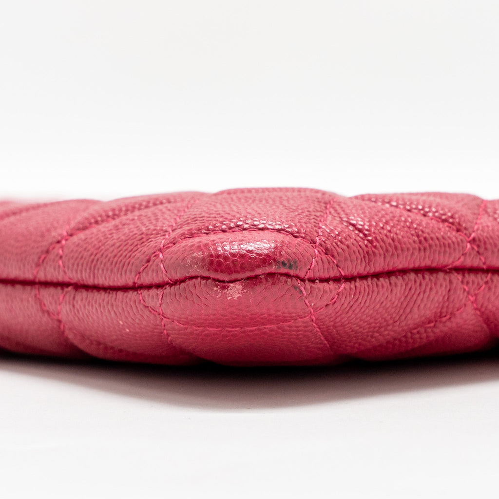 CHANEL LARGE BOY O CASE ZIP POUCH CAVIAR PINK LGHW