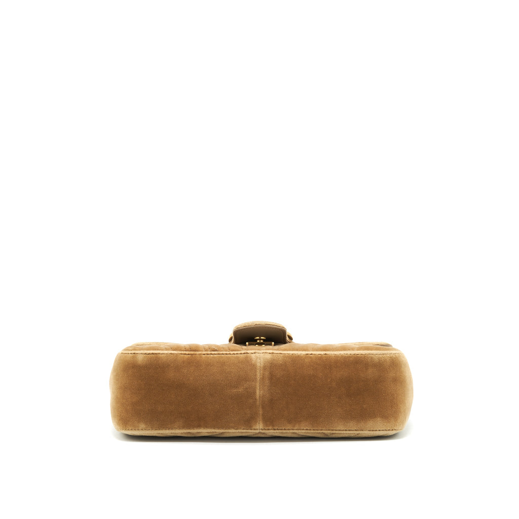 GUCCI MARMONT BAG VELVET GOLD TAN GHW