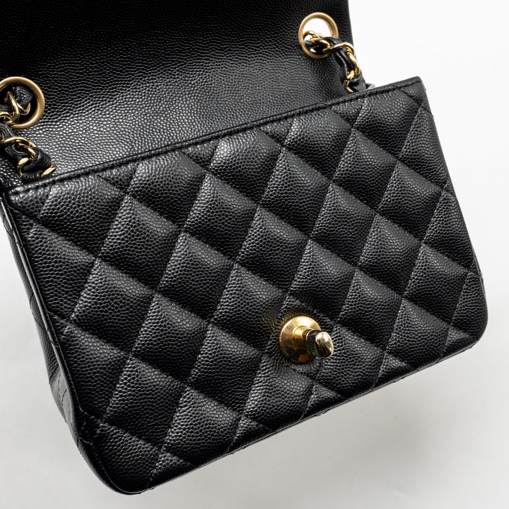 CHANEL MINI SQUARE FLAP BAG CAVIAR BLACK LGHW