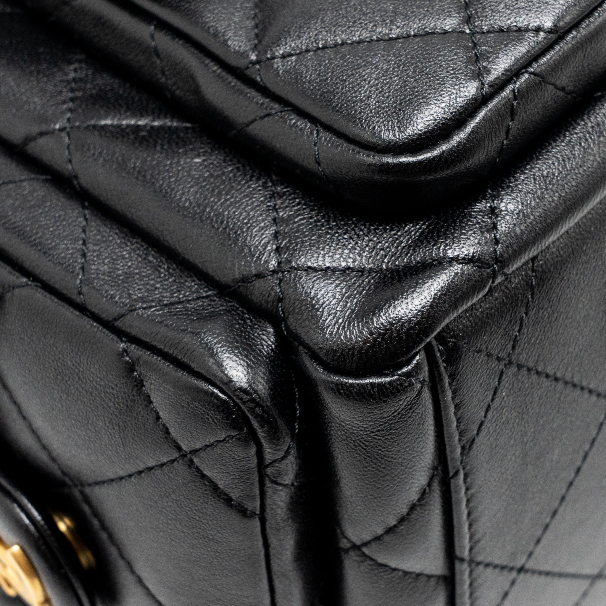 CHANEL 25C MAXI HOBO BAG LAMBSKIN BLACK GHW (MICROCHIP)
