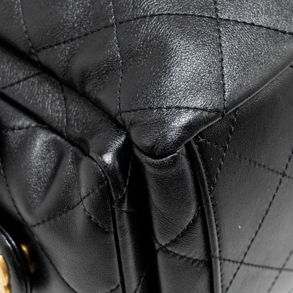 CHANEL 25C MAXI HOBO BAG LAMBSKIN BLACK GHW (MICROCHIP)