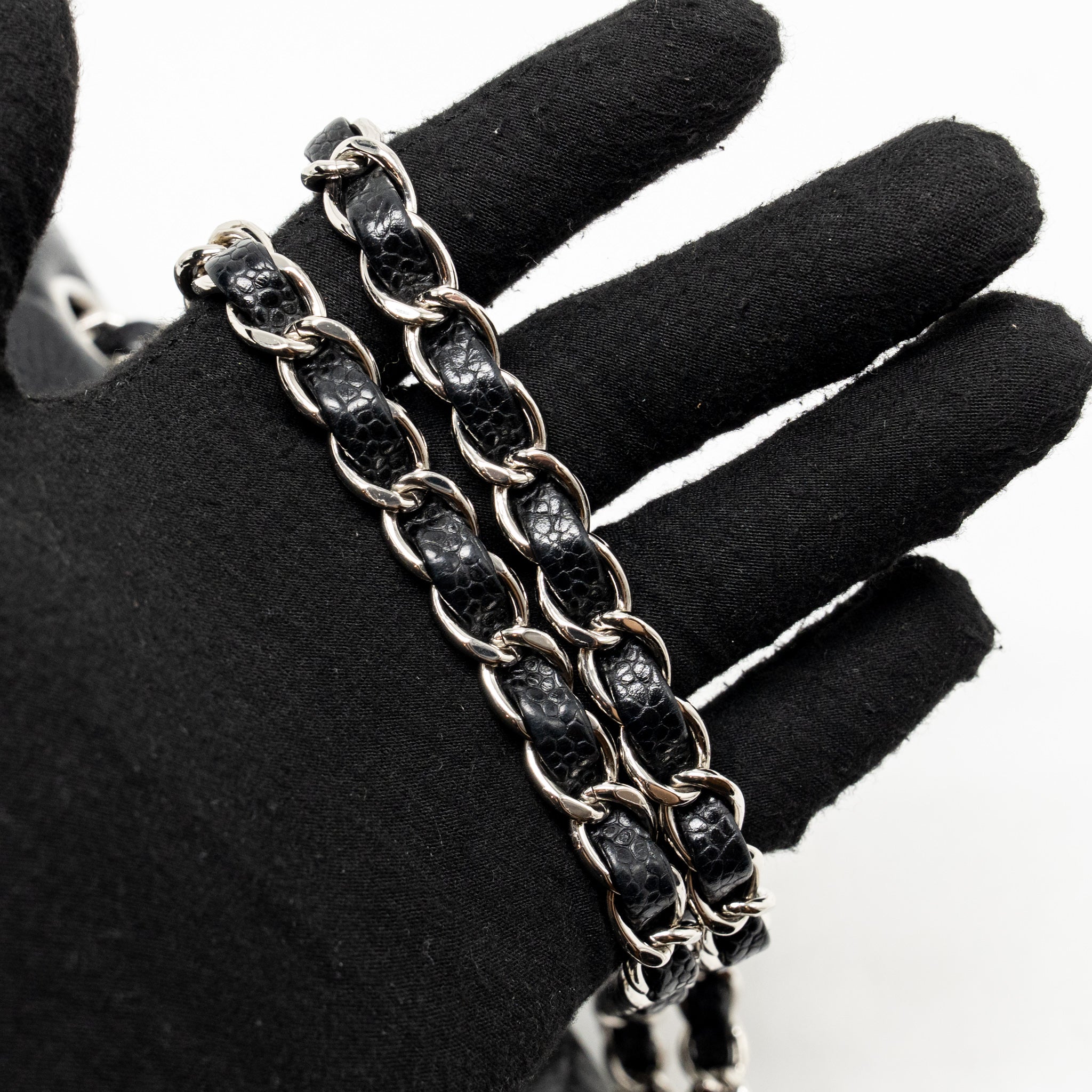 CHANEL MEDIUM CLASSIC DOUBLE FLAP BAG CAVIAR BLACK SHW